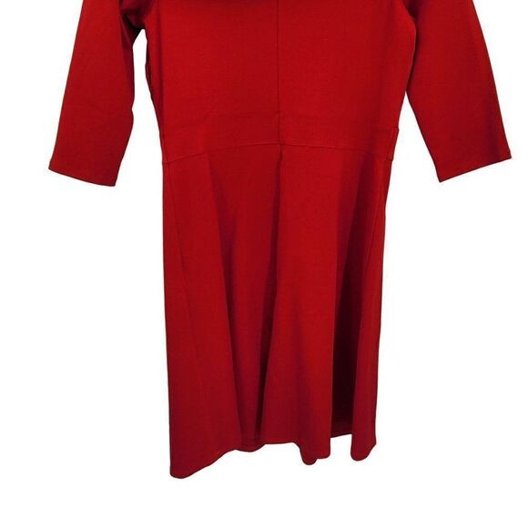 Boston Proper Dress Off Shoulder 3/4 Sleeve Tea Length Fit & Flare Stretch Red M - Picture 6 of 12